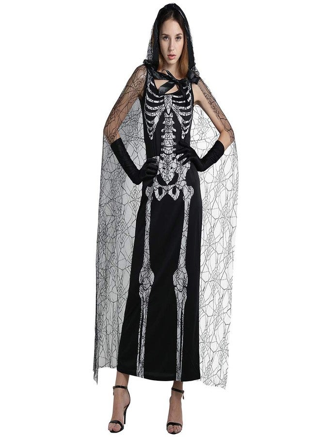 EraSpooky Women's Spider Web Skeleton Adult Halloween Costume(Black, OneSize) - Image 1