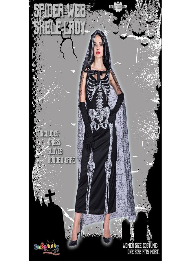 EraSpooky Women's Spider Web Skeleton Adult Halloween Costume(Black, OneSize) - Image 2