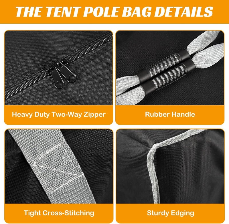 NVAAV Large Tent Storage Bag Tent Pole Bag with Handles, 63X17.5X11.5 in Pop Up Canopy Replacement Parts for Party Tents, Tent Poles, Terrace Umbrellas, Heavy-Duty Water Resistant 800D Oxford Fabric - Image 2