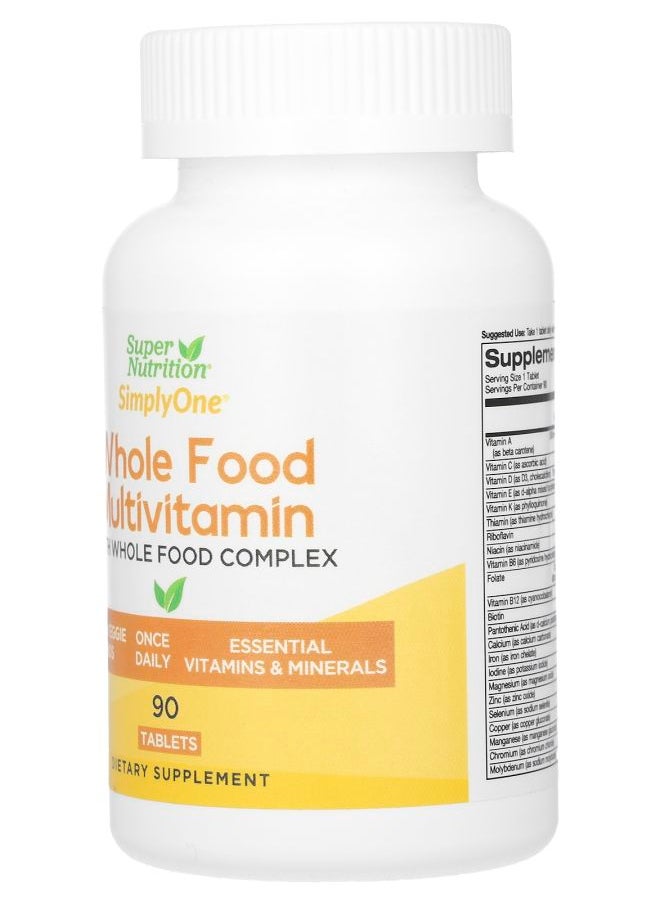 Super Nutrition SimplyOne® Whole Food Multivitamin with Vitamin A C Minerals and Enzymes 90 Tablets  - Image 2