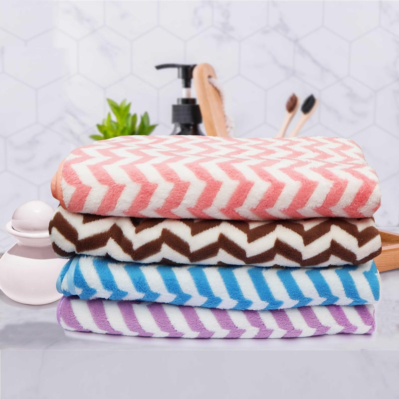 Pure Source India Quick Dry Microfiber 140x70 CM Zigzag Pattern Hand Bath Towels, Spa Face Bath Towel for Men & Women (Pink) - Image 3