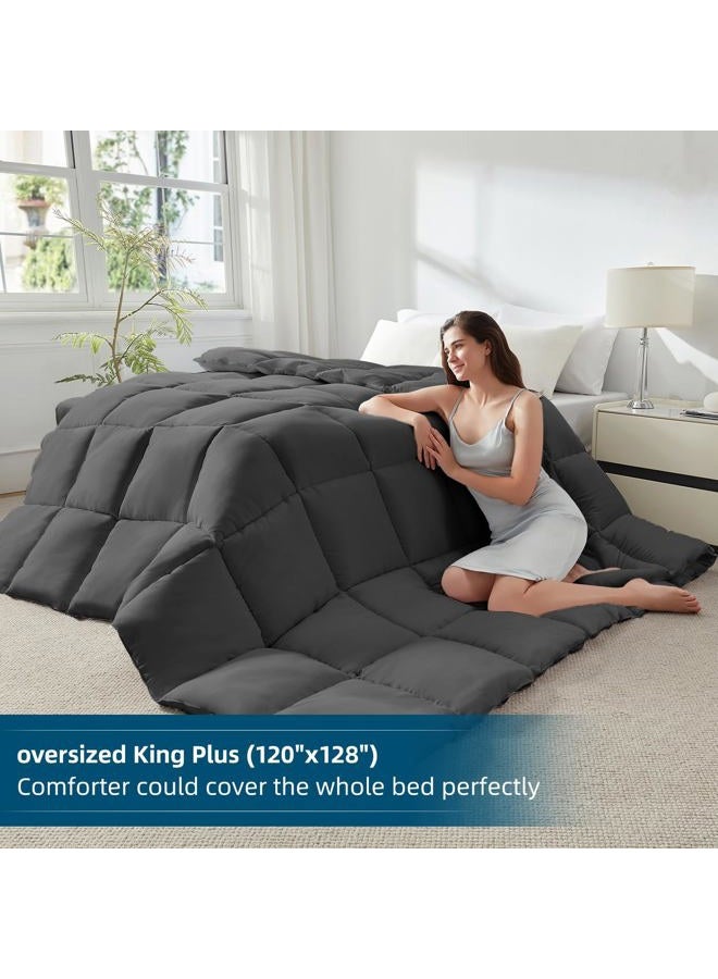 STWIENER Soft Oversize King Plus Comforter 120"x128"-Extra Large Lightweight Down Alternative Comforter Duvet Insert with 8 Corner Tabs-Fluffy Breathable Microfiber Comforter(Grey, Oversized King Plus) - Image 2