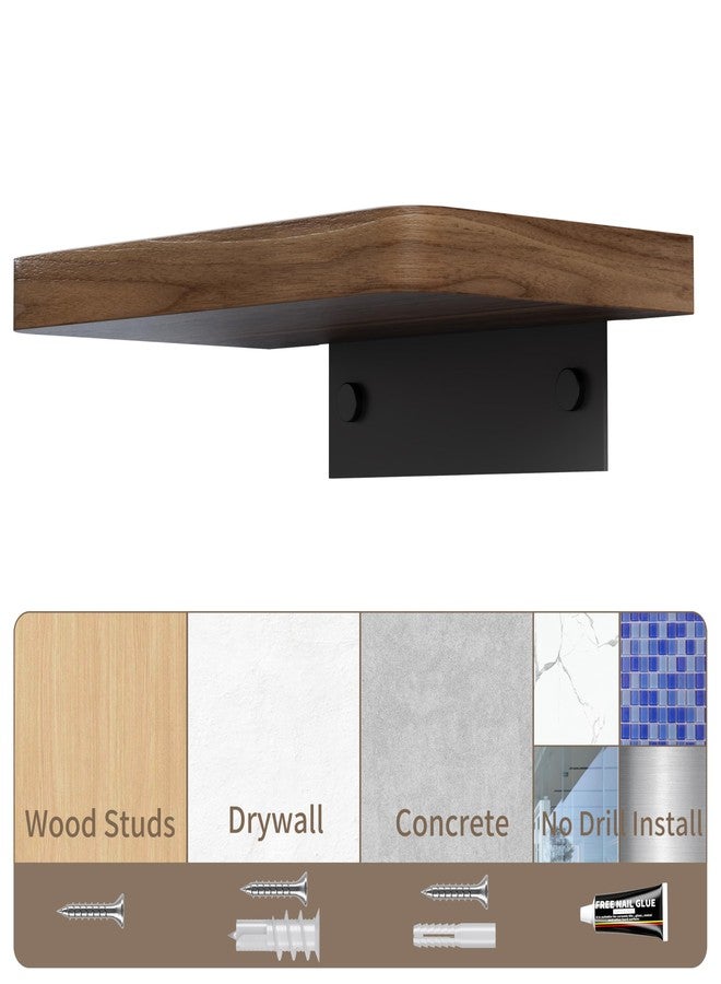 Danpoo Wood Floating Shelves for Wall 8 inch Wall Mounted Bathroom Shelves Over Toilet Small Rustic Walnut Shelf for Bedroom,Kitchen,Living Room,Farmhouse - Image 5
