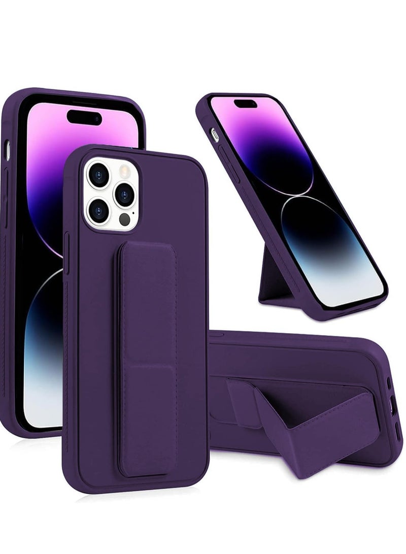 ELTRAZONE iPhone 16 Pro Max Purple Magnetic Car Mount Kickstand Case – Premium Silicone with Vertical & Horizontal Hand Strap and Multi-Stand - Image 1