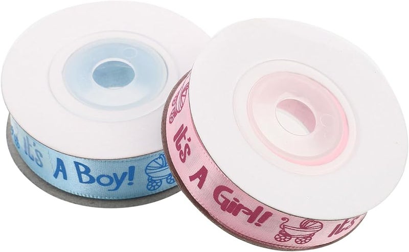Pink And Blue Decorative Ribbon Trim 2 Rolls 10 Yards Each For Shower Birthday Cake Party DIY Craft Decorations - Image 1