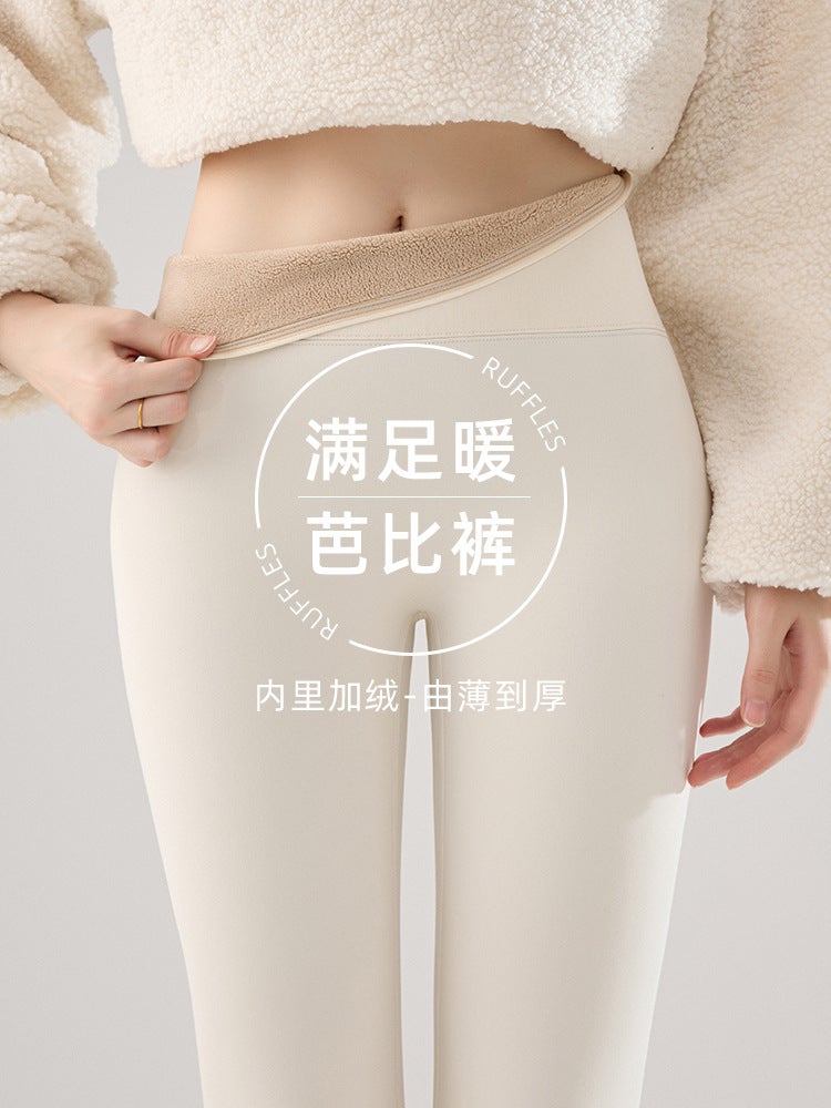 High Waist Shark Pants Women'S Outer Wear Leggings For Small Man Belly Tinting Hip Fleece-Lined Thickened Barbie Yoga Pants - Image 4