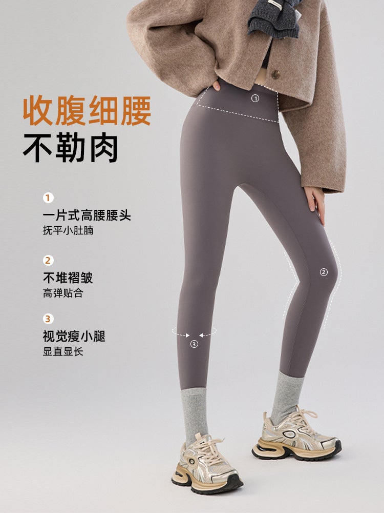 High Waist Shark Pants Women'S Outer Wear Leggings For Small Man Belly Tinting Hip Fleece-Lined Thickened Barbie Yoga Pants - Image 3
