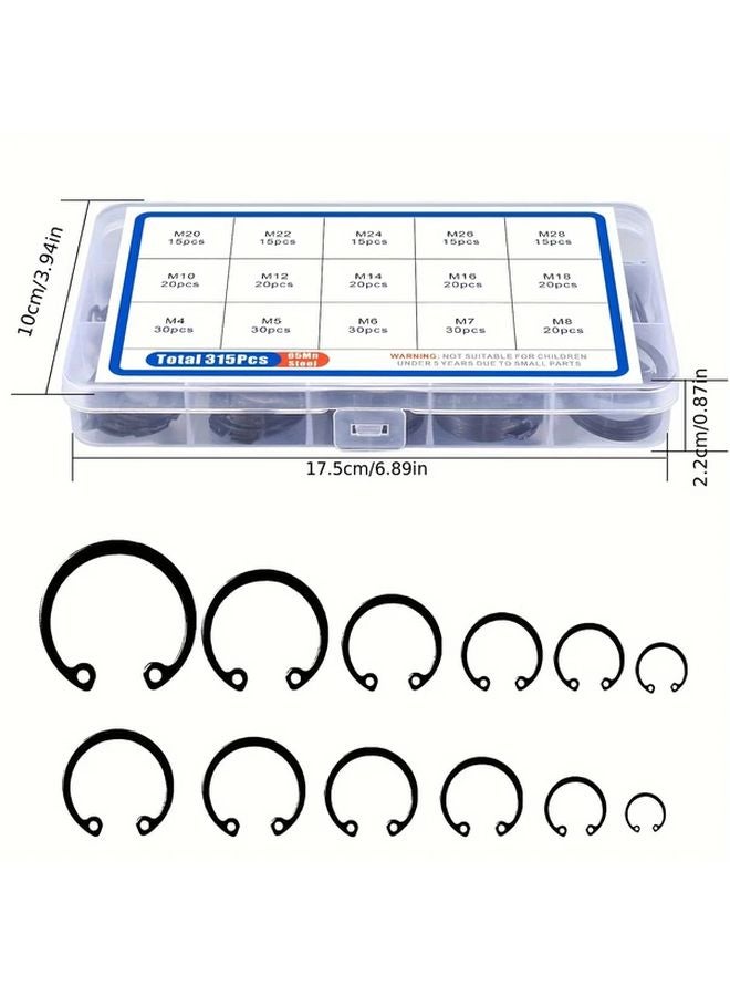 315 Pcs Snap Rings Assortment Kit Internal Circlip Spring Washers 4 28mm - Image 3