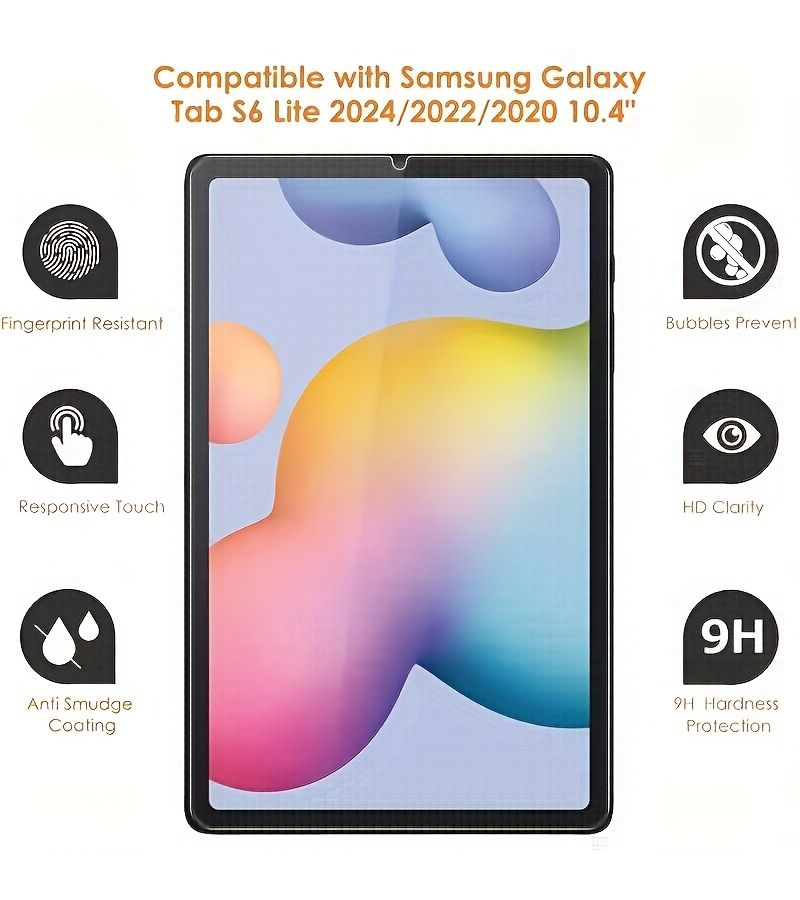 2 Pack Tempered Glass Screen Protector for Galaxy Tab S6 Lite 2020 2024 Transparent 9H Hardness Bubble Free - Image 3