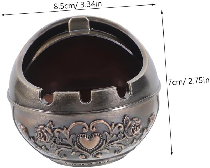Creative Metal Ashtray with Lid Portable Windproof Indoor Outdoor Use Round Design - Image 3
