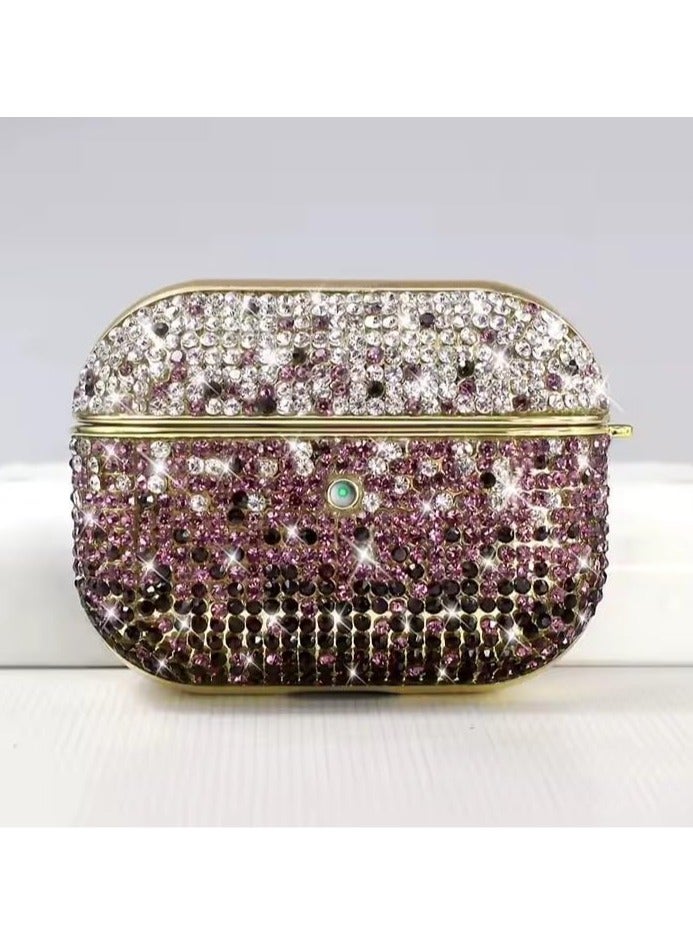 Compatible for AirPods 4, Glitter Diamond Shining Rhinestone AirPods 4 Case Cover Hard Shock Proof Protective Case for Girls Women Compatible with Apple Airpods 4 Charging Case (purple)