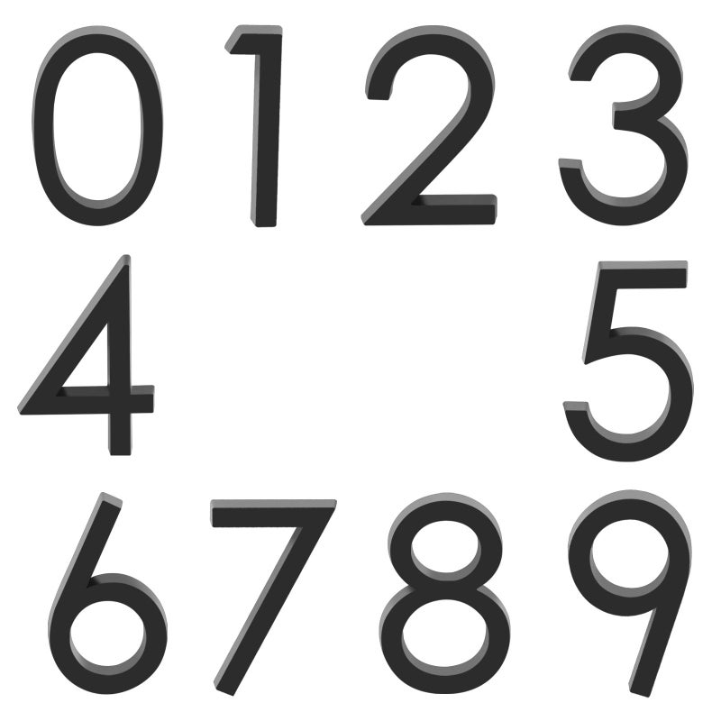 Self Adhesive Mailbox Numbers Door Address Number Stickers for Office Room Raised 3D Effect Chrome Plated 236 10 Pack 09 Black