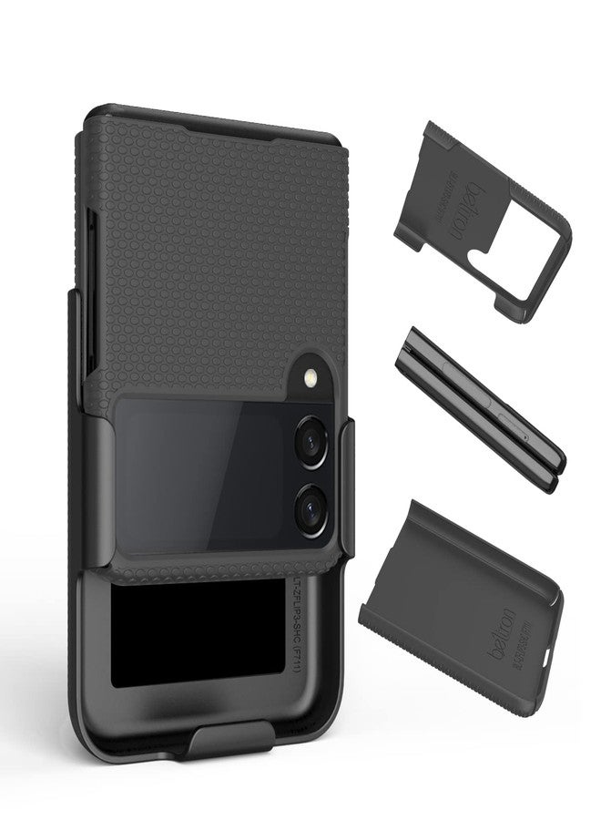 جراب BELTRON مع مشبك لهاتف Galaxy Z Flip 3 5G، غطاء واقٍ متين بتصميم نحيف مع حزام دوار وحافظة مدمجة لهاتف Samsung Galaxy Z Flip3 (SM-F711 2021) - رمادي لؤلؤي - Image 4