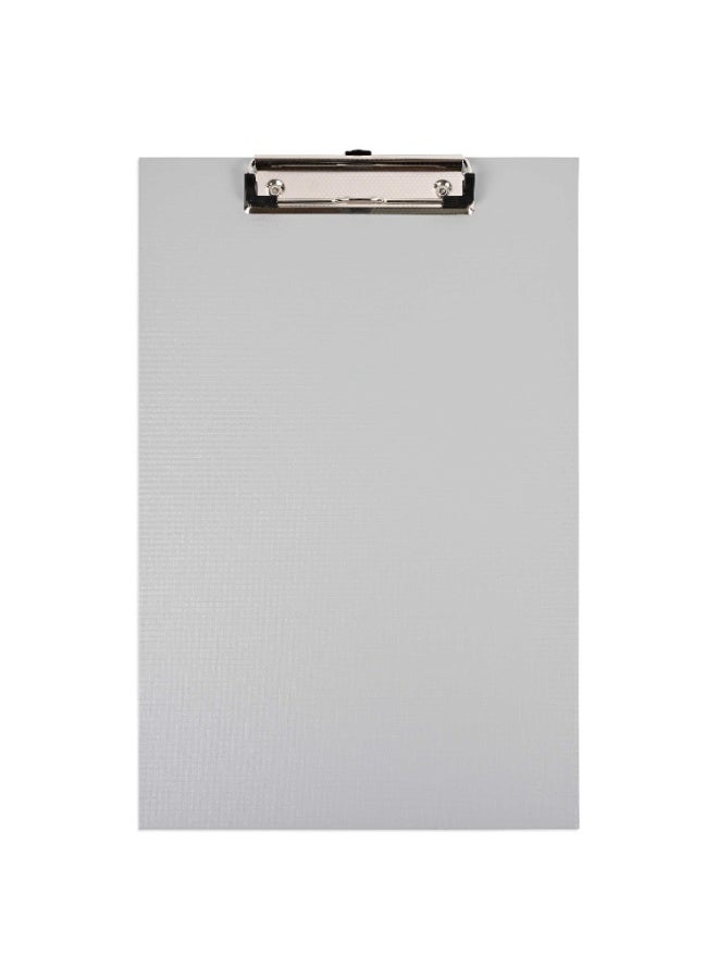 FIS PP Colored Clipboard with 12cm Checkered Wire Clip, Foolscap Size(210x330mm), Grey Color-FSCBPPWCFSGY - Image 2