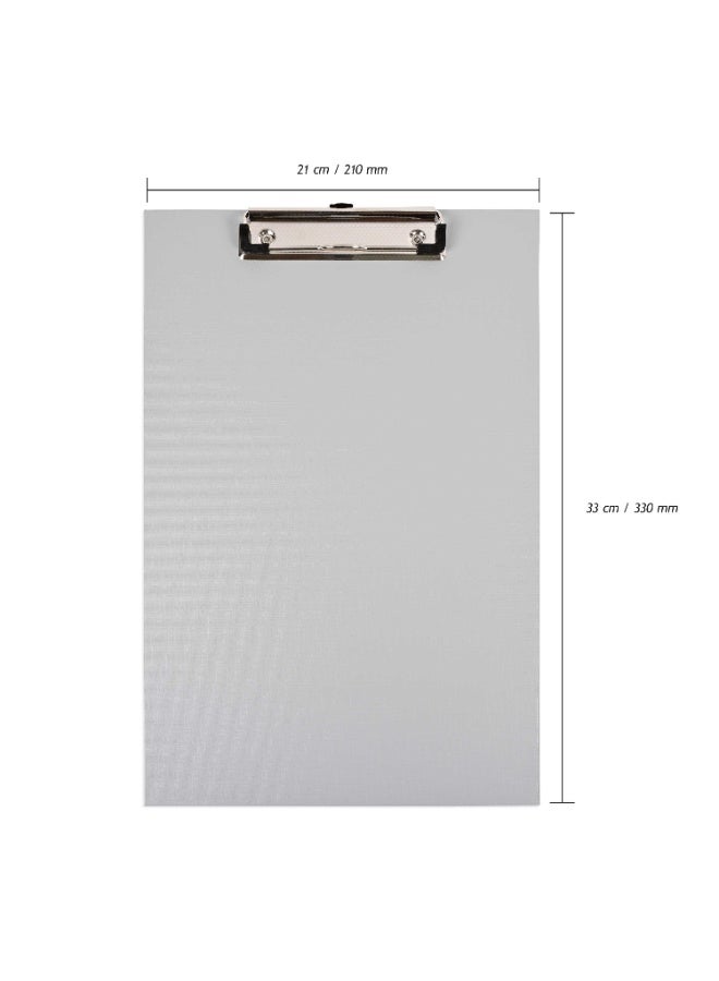FIS PP Colored Clipboard with 12cm Checkered Wire Clip, Foolscap Size(210x330mm), Grey Color-FSCBPPWCFSGY - Image 5