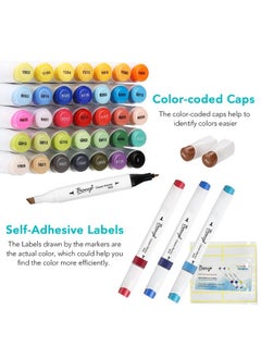 Bianyo 36 Colors Alcohol Markers Set, Alcohol-Based Dual Tip Art Markers Set With Black Travel Case With A Designable Card For Coloring, Sketching, Drawing, Outlining, Highlighting  - Image 4