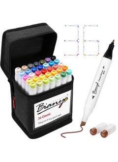 Bianyo 36 Colors Alcohol Markers Set, Alcohol-Based Dual Tip Art Markers Set With Black Travel Case With A Designable Card For Coloring, Sketching, Drawing, Outlining, Highlighting  - Image 1