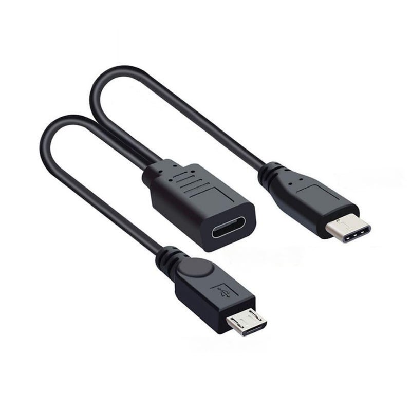تشينيانغ كابل شحن متعدد الوصلات من نوع USB C Splitter، كابل تمديد من نوع USB C (مناظرة واحدة إلى منافذ USB C وMicro USB) يدعم شحن جهازين في نفس الوقت، طول الكابل: 0.98 قدم (0.3 متر). - Image 1