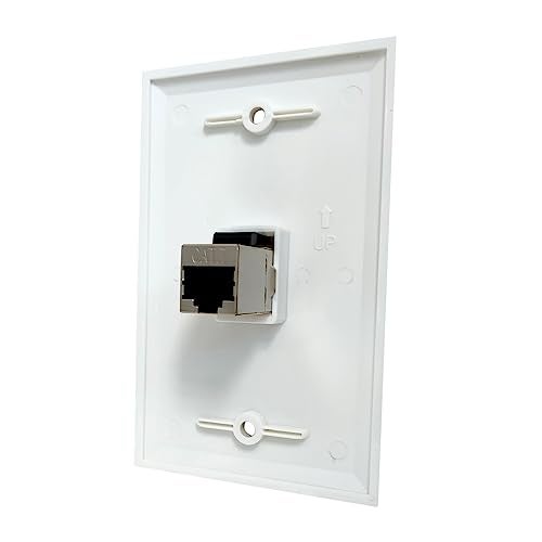 BOPLAT Single Gang Ethernet CAT7 Wall Plate Female to Female - 1 Port Shielded Network CAT 7 RJ45 Keystone Jack Outlet Wallplate for CAT8/CAT7/CAT6 Cables - White - Image 2