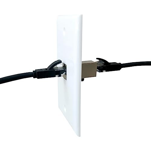 BOPLAT Single Gang Ethernet CAT7 Wall Plate Female to Female - 1 Port Shielded Network CAT 7 RJ45 Keystone Jack Outlet Wallplate for CAT8/CAT7/CAT6 Cables - White - Image 3