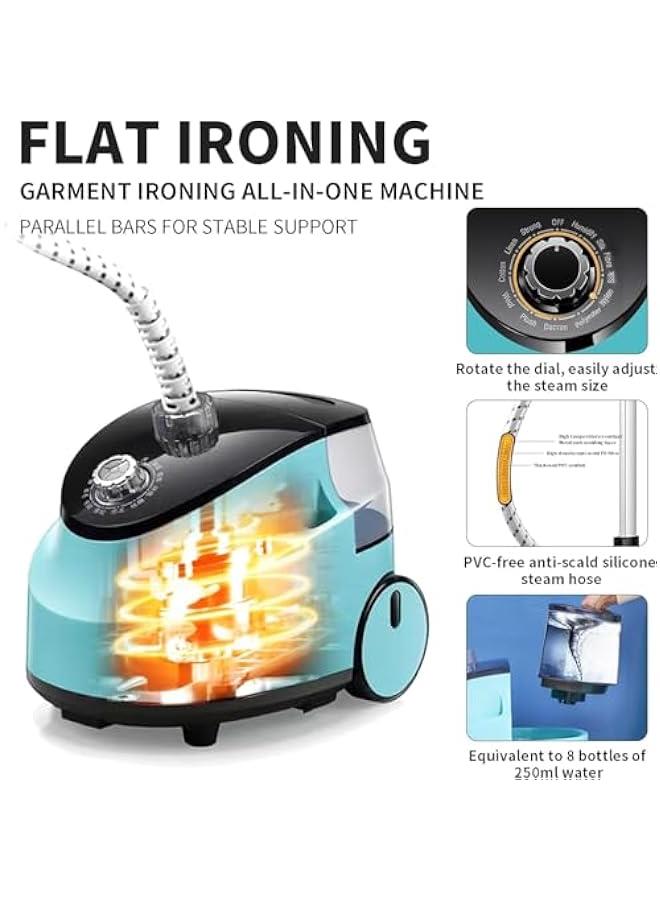 MIXDE Steam Iron Double Pole,Standing Garment Steamer with Adjustable Garment Hanger and Roll Wheels,Built-in Ironing Board,High Power Electric Iron Adjustable Vertical Steamer for Home - Image 4