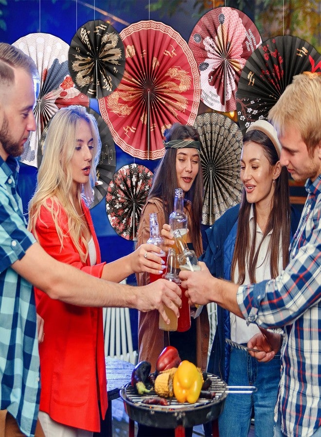 gisgfim مجموعة زينة حفلات الهيباتشي اليابانية من gisgfim، 18 قطعة من المراوح الورقية اليابانية ذات الوجهين، زينة معلقة لحفلات أعياد الميلاد وحفلات استقبال المولود وحفلات الزفاف الآسيوية والصينية واليابانية. - Image 5