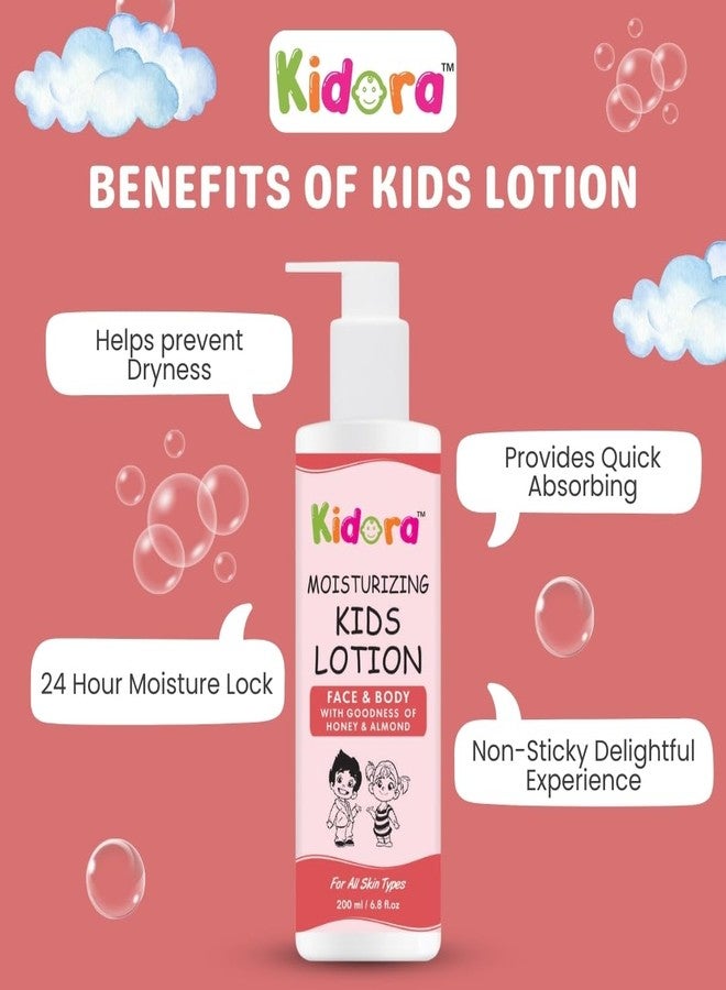 Kidora Baby Face & Body Lotion | 24 Hour Moisturization | Suitable for Babies/Kids | Honey & Almond | Paraben-free, Hypoallergenic | Nourishes, Soothes & Protects | Daily Baby Lotion | 200ml - Image 3