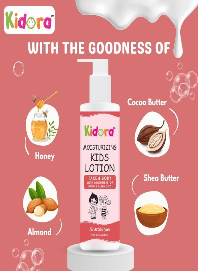 Kidora Baby Face & Body Lotion | 24 Hour Moisturization | Suitable for Babies/Kids | Honey & Almond | Paraben-free, Hypoallergenic | Nourishes, Soothes & Protects | Daily Baby Lotion | 200ml - Image 2