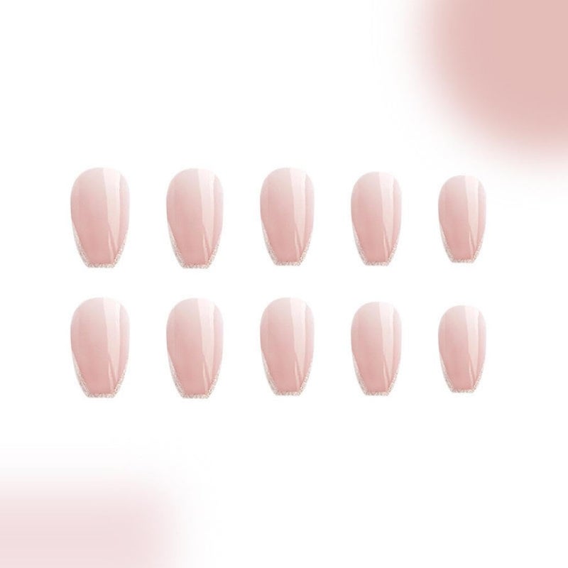 Maigitur Glitter Press on Nails Medium Square Fake Nails with Design Nude Acrylic Nails Shiny Bling Stick on Nails Coffin Full Cover Glossy French Tip Glue on Nails for Women Girls Daily Wear Manicureâ€¦ - Image 5