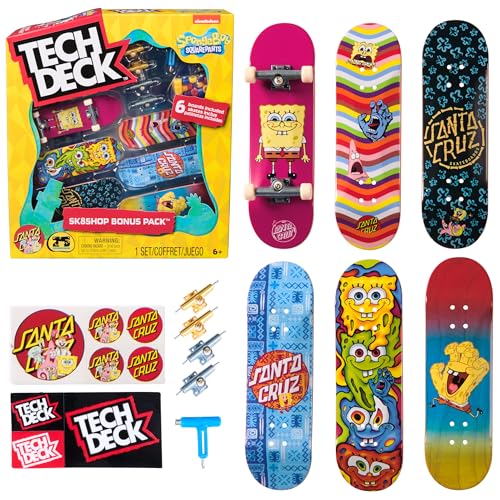 TECH DECK, Spongebob Sk8shop Fingerboard Bonus Pack, Collectible and Customizable Mini Skateboards, Kids Toys for Ages 6 and up - Image 1