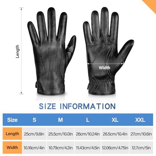Alepo Genuine Sheepskin Leather Gloves For Men, Winter Warm Touchscreen Texting Cashmere Lined Driving Motorcycle Gloves (Black-M) - Image 5