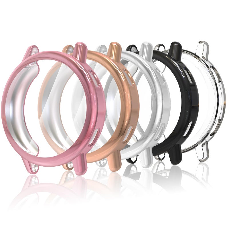 Simpeak 5-Pack Soft Screen Protector Bumper Case Compatible with Garmin Vivoactive 5 Smartwatch, Full Protection, Rose Pink/Clear/Silver/Black/Rose Gold - Image 1