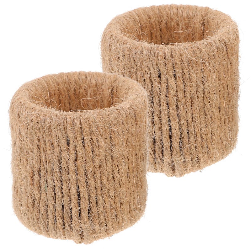 Handmade Jute Rope Napkin Rings Set Of 2 Farmhouse Style 5x5cm For Dining Table - Image 2