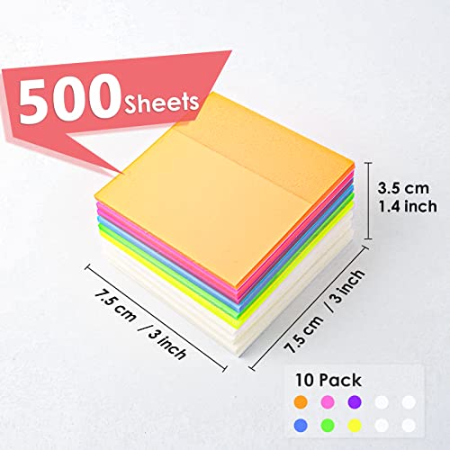 MIUTME Transparent Sticky Notes 500 Pcs, MIUTME Clear Sticky Notes Waterproof Translucent Color Memo Pad 3 x 3 inch, See Through Notes for Office College School Supplies Pads (7 Colors) - Image 3