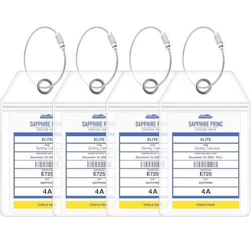 Cruise On Princess Cruise Luggage Tag Holder by Cruise On [4 Pack] Fits All Princess Ships & Tags, Cruise Essentials 2025 & 2026 - Clear Luggage Tags - Image 1