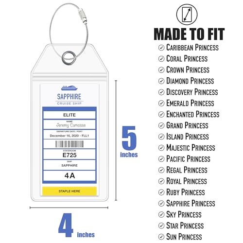 Cruise On Princess Cruise Luggage Tag Holder by Cruise On [4 Pack] Fits All Princess Ships & Tags, Cruise Essentials 2025 & 2026 - Clear Luggage Tags - Image 3