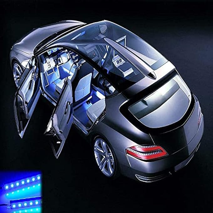 الكبريت شريط إضاءة ليد RGB 12 فولت لتزيين جو السيارة مع جهاز تحكم عن بعد، لون أسود - Image 3