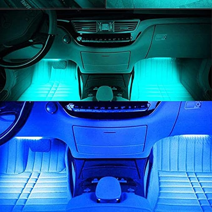 الكبريت شريط إضاءة ليد RGB 12 فولت لتزيين جو السيارة مع جهاز تحكم عن بعد، لون أسود - Image 5