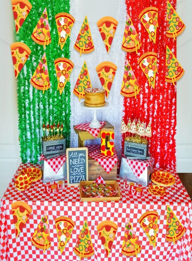 Fangleland 3 Pieces Pizza Banner, Pizza Theme Pennant Bunting Garland for Baby Shower, Birthday Bachelorette Party Supplies, Fast Food Theme Decorations for Pizza Party Time - Image 2
