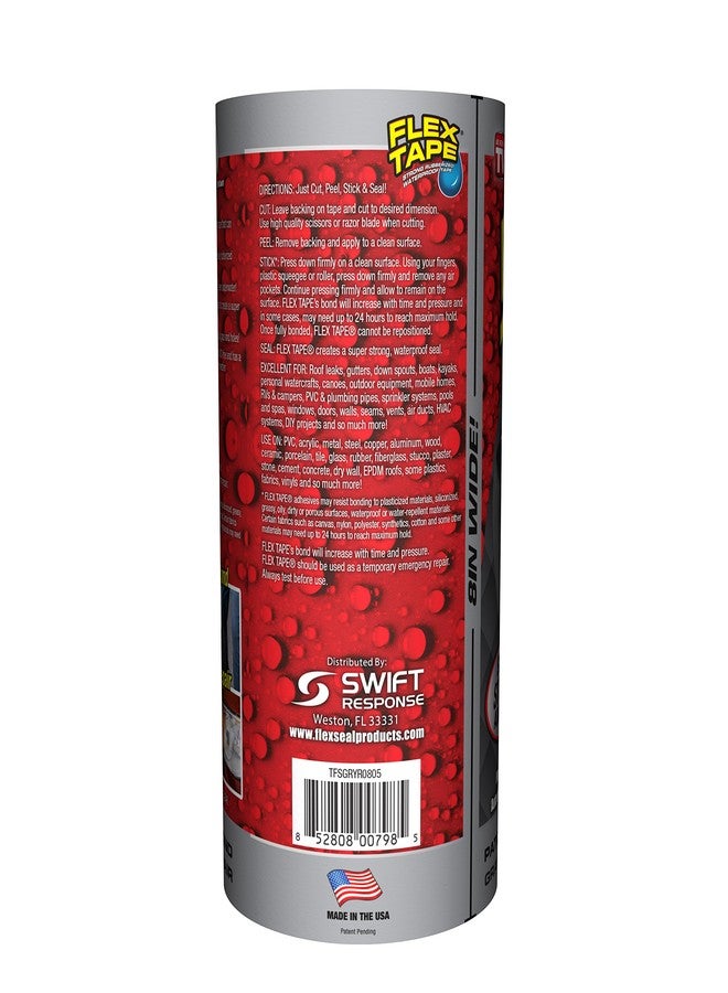 Flex Tape, 8 in x 5 ft, Gray, Original Thick Flexible Rubberized Waterproof Tape - Seal and Patch Leaks, Works Underwater, Indoor Outdoor Projects - Home RV Roof Plumbing and Pool Repairs - Image 3