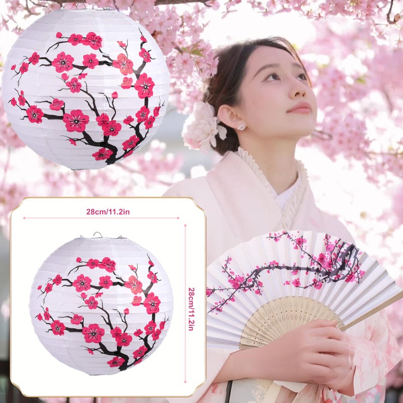 LEFTSTARER 6pcs Cherry Blossom Paper Lanterns for Japanese Party Decorations, Mulan Party Supplies - Image 5