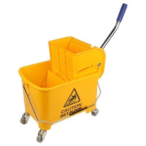 PUFFIN Mini Mop Bucket Wringer Trolley (20 Ltr , Yellow) - Image 1