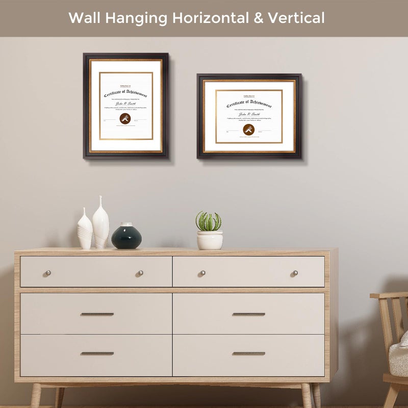 Golden State Art, 11x14 Document Frame for 8x10 Diploma/Certificate/Picture Includes White Over Double Mat and Real Glass (Black Gold & Burgundy Frame) - Image 4