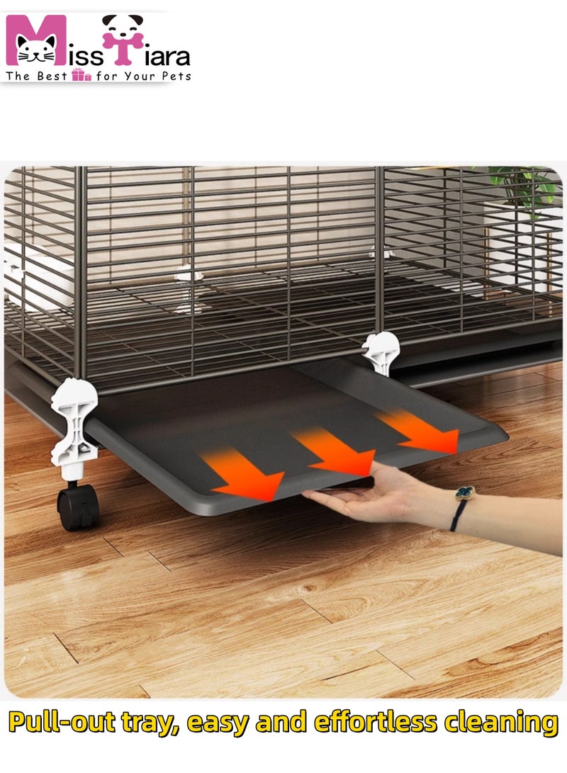 MissTiara Bird Large Cage for Parakeets, Parrotlets, Cockatiels, Budgie Finch Lovebird Canary Pet Bird Accessories included Large space multiple birds fly freely with Storage design 74*37*117cm - Image 5