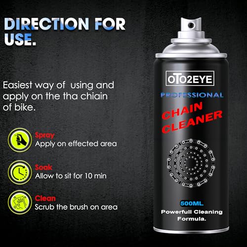 OTO2EYE Bike Chain Lube and Chain Cleaner Spray with Chain Cleaning Brush for Motorcycle and Bicycle (1000ml) - Image 4