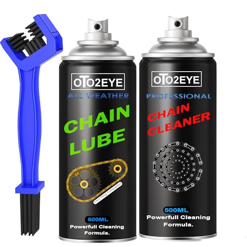 OTO2EYE Bike Chain Lube and Chain Cleaner Spray with Chain Cleaning Brush for Motorcycle and Bicycle (1000ml) - Image 1
