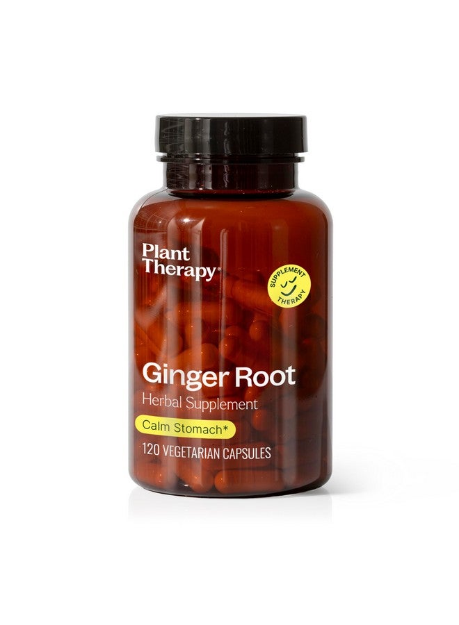 Plant Therapy Ginger Root Capsules Manufactured in USA 4 Month Supply Calms Upset Stomachs, Supports Digestive Immune Health, Potent Extract Supplements for Women & Men 120 Vegetarian Capsule - Image 1
