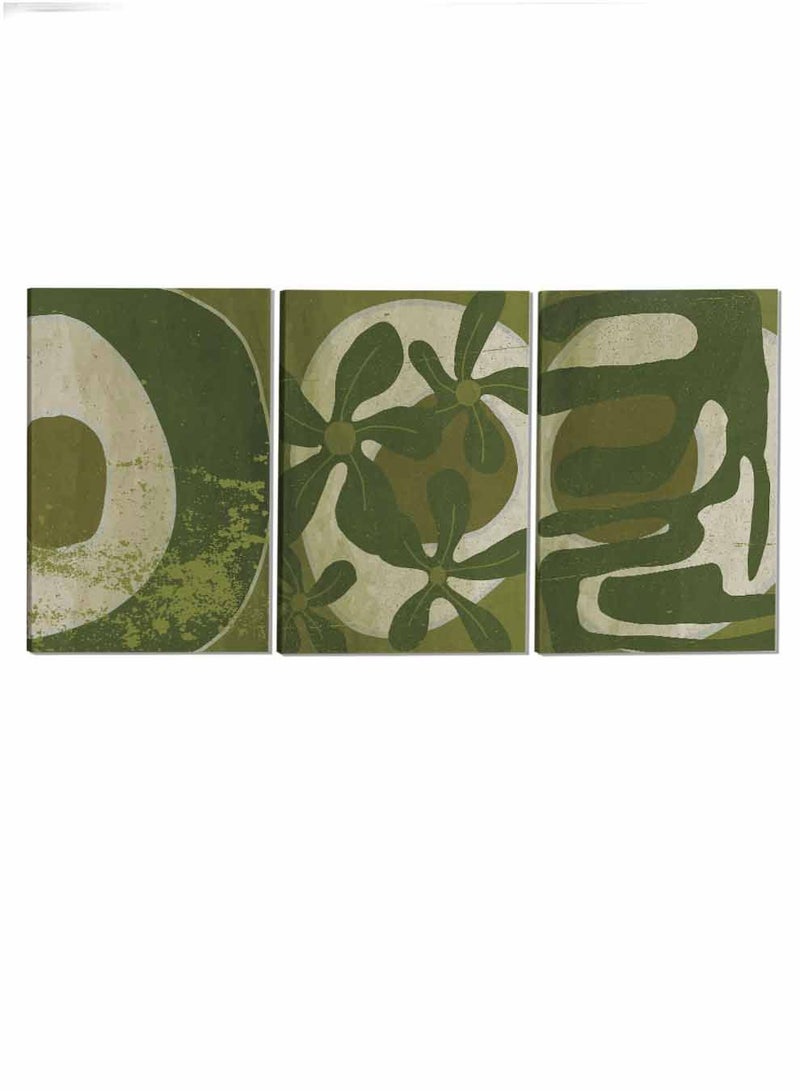 لوحة طقم من ٣ لوحات كانفاس على إطار خشبي تصميم رسم تجريدي للزهور للمنزل غرفة المعيشة المكتب الديكور - Image 4