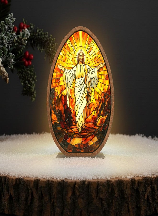 DINIZON He is Risen Gifts for Adults, Easter Decor Resurrection Scene Empty Tomb, Christian Table Decorations Indoor, Catholic Cross Jesus Religious Easter Gifts Decor (Jesus) - Image 3