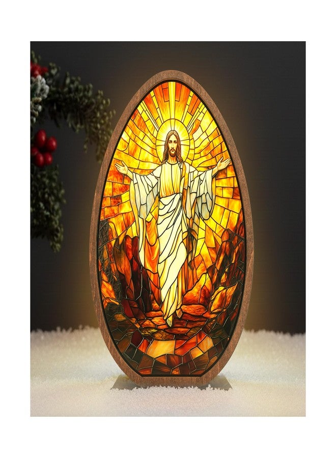 DINIZON He is Risen Gifts for Adults, Easter Decor Resurrection Scene Empty Tomb, Christian Table Decorations Indoor, Catholic Cross Jesus Religious Easter Gifts Decor (Jesus) - Image 1